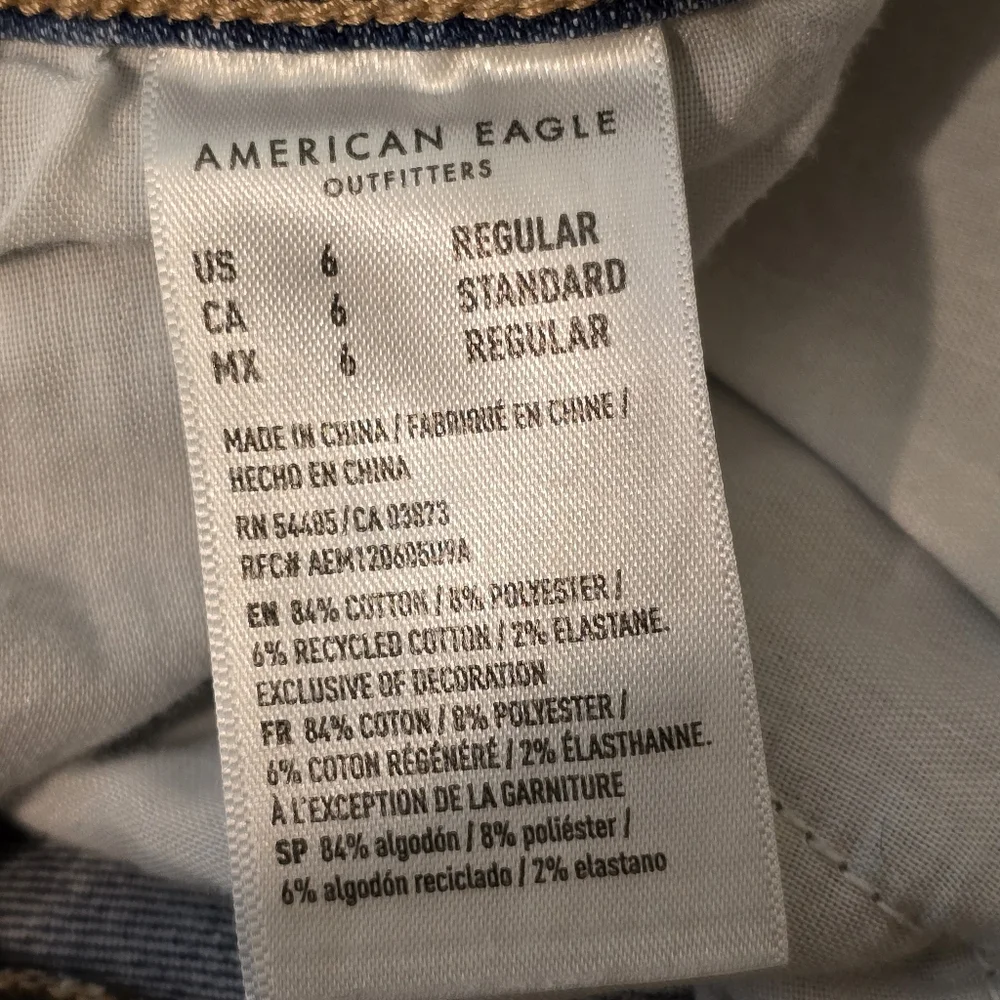 AE American Eagle Ne(x)t Level Festival Flare Jean In Indigo Fray 6 R - Picture 8 of 15